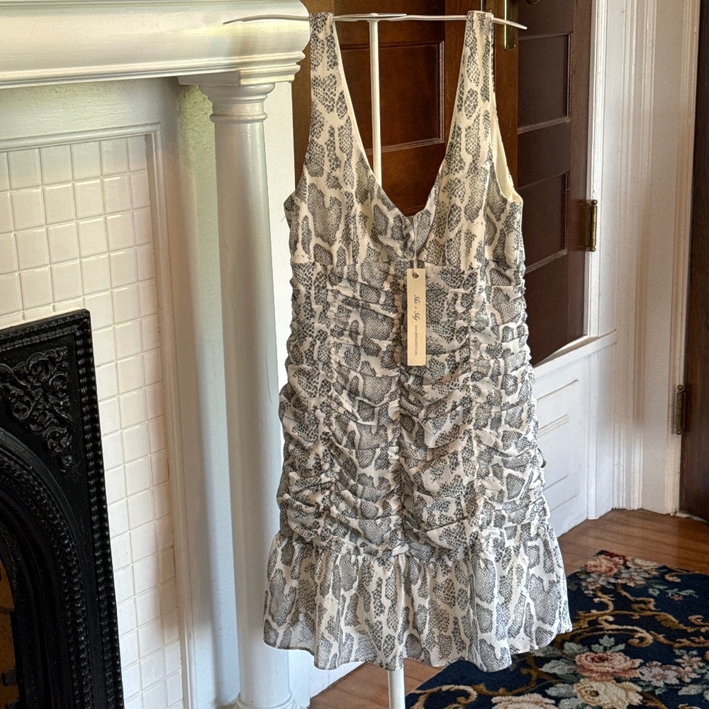 She‎ + Sky snakeskin gathered dress. NWT.